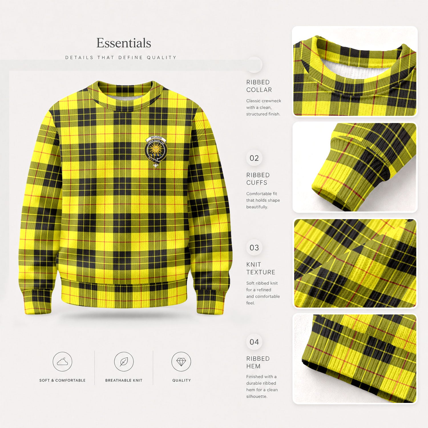 McLeod of Lewis Modern Tartan Crest Sweater