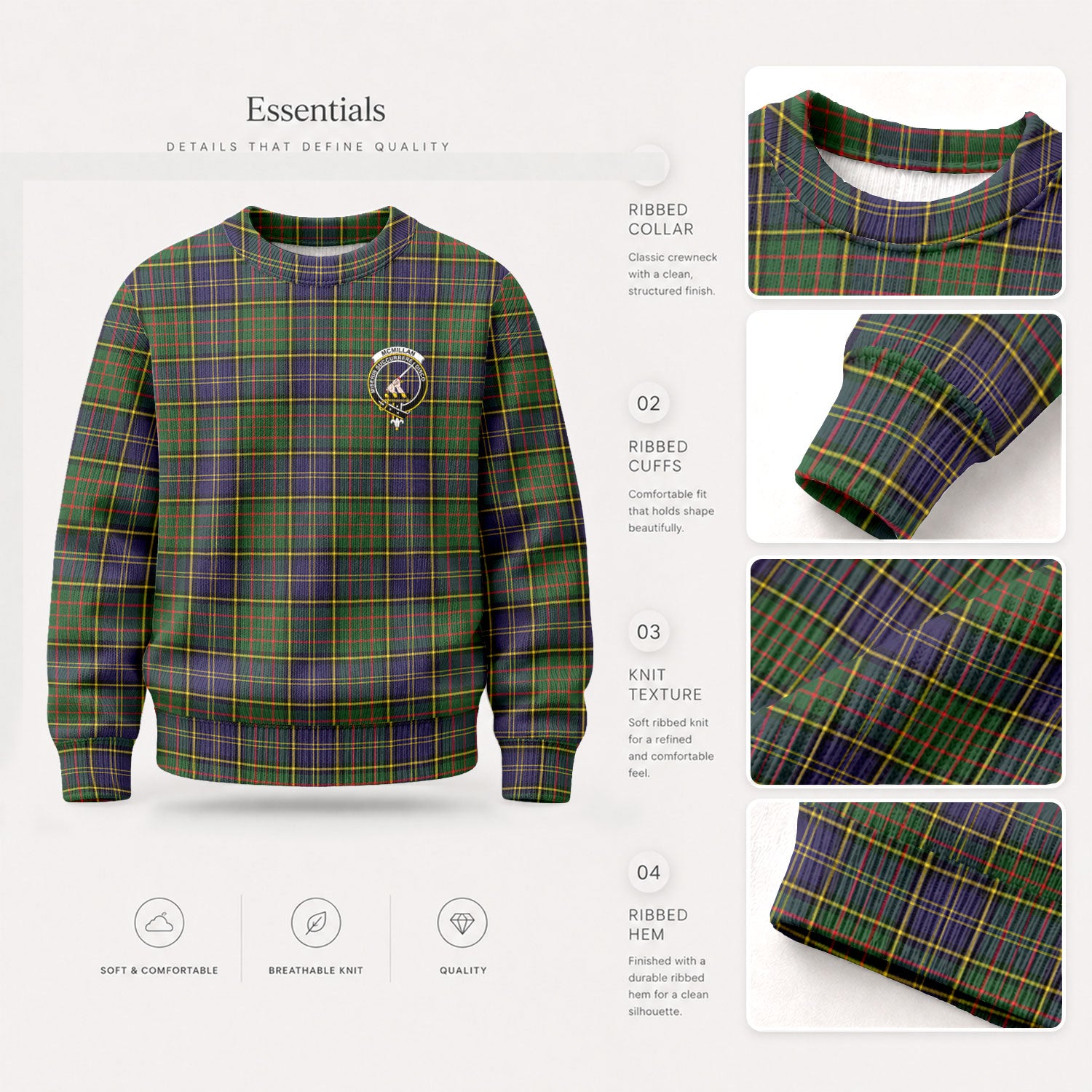 McMillan Hunting Modern Tartan Crest Sweater