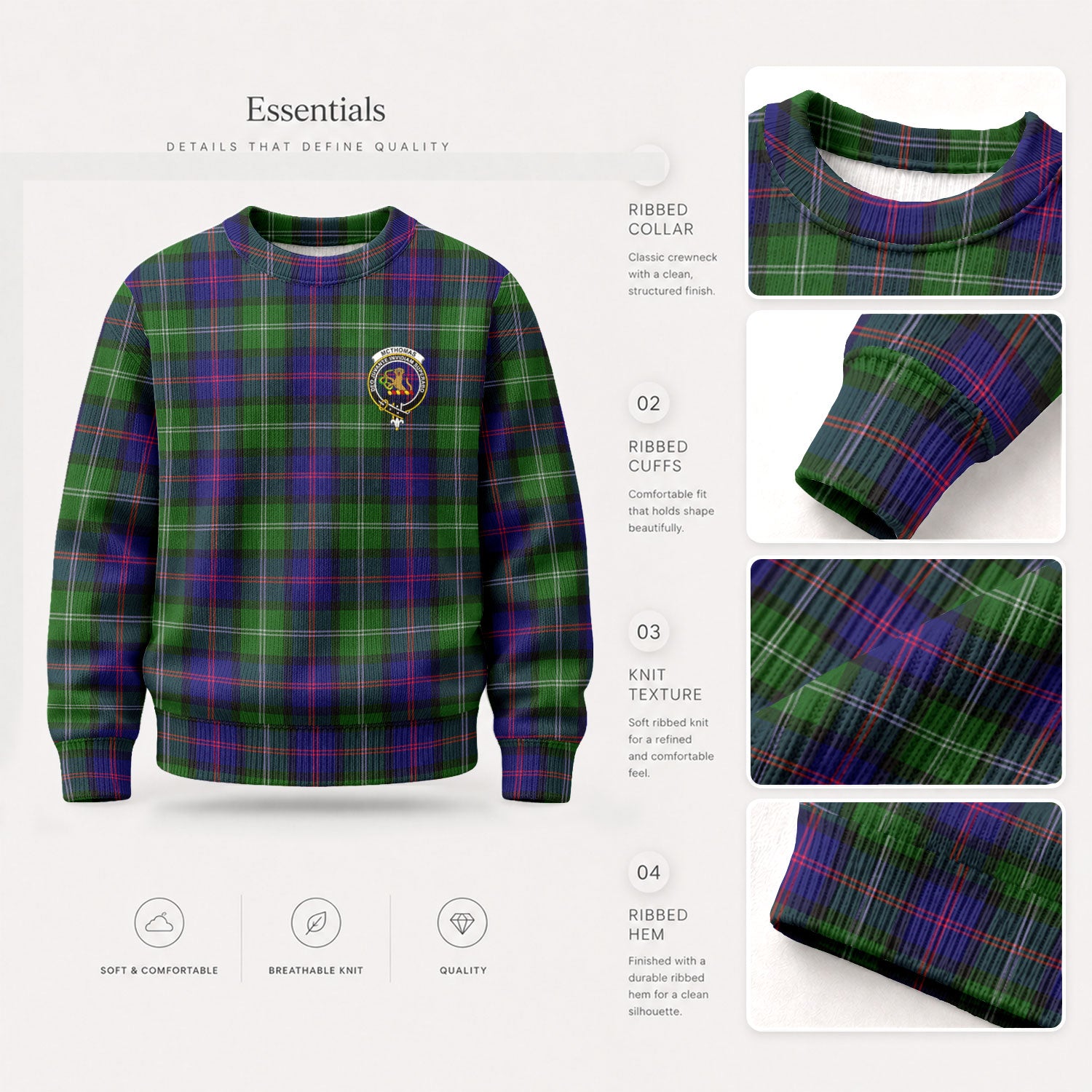 McThomas Modern Tartan Crest Sweater