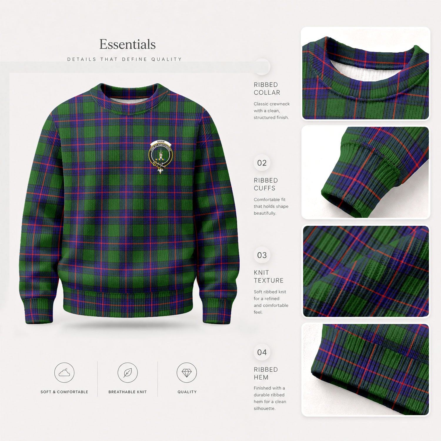 Shaw Modern Tartan Crest Sweater