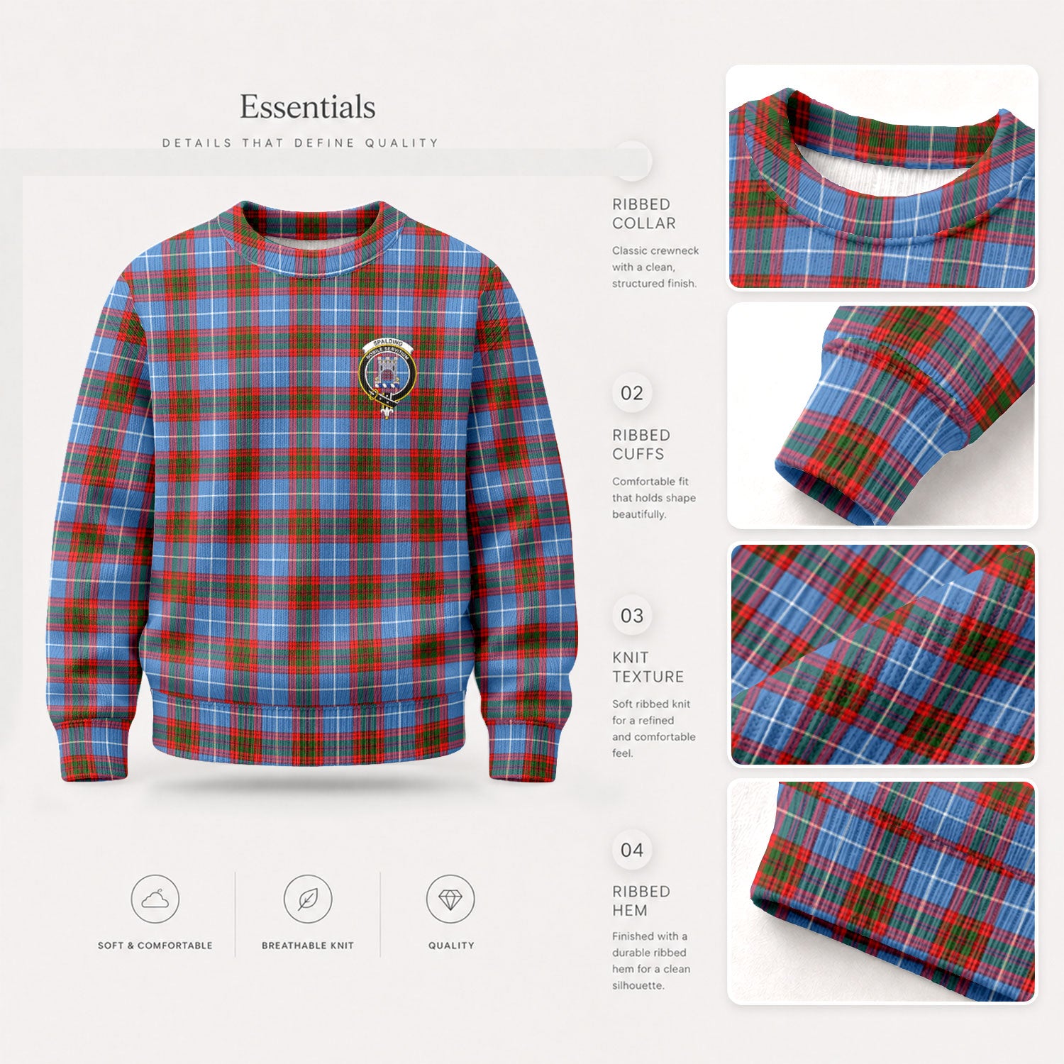 Spalding Tartan Crest Sweater