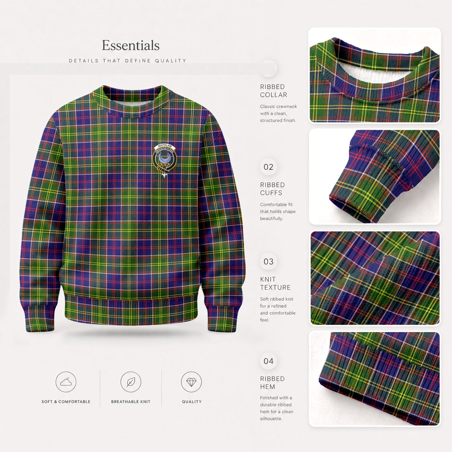 Whitelaw Tartan Crest Sweater
