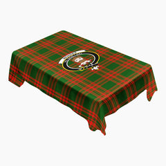 Menzies Green Modern Tartan Crest Tablecloth