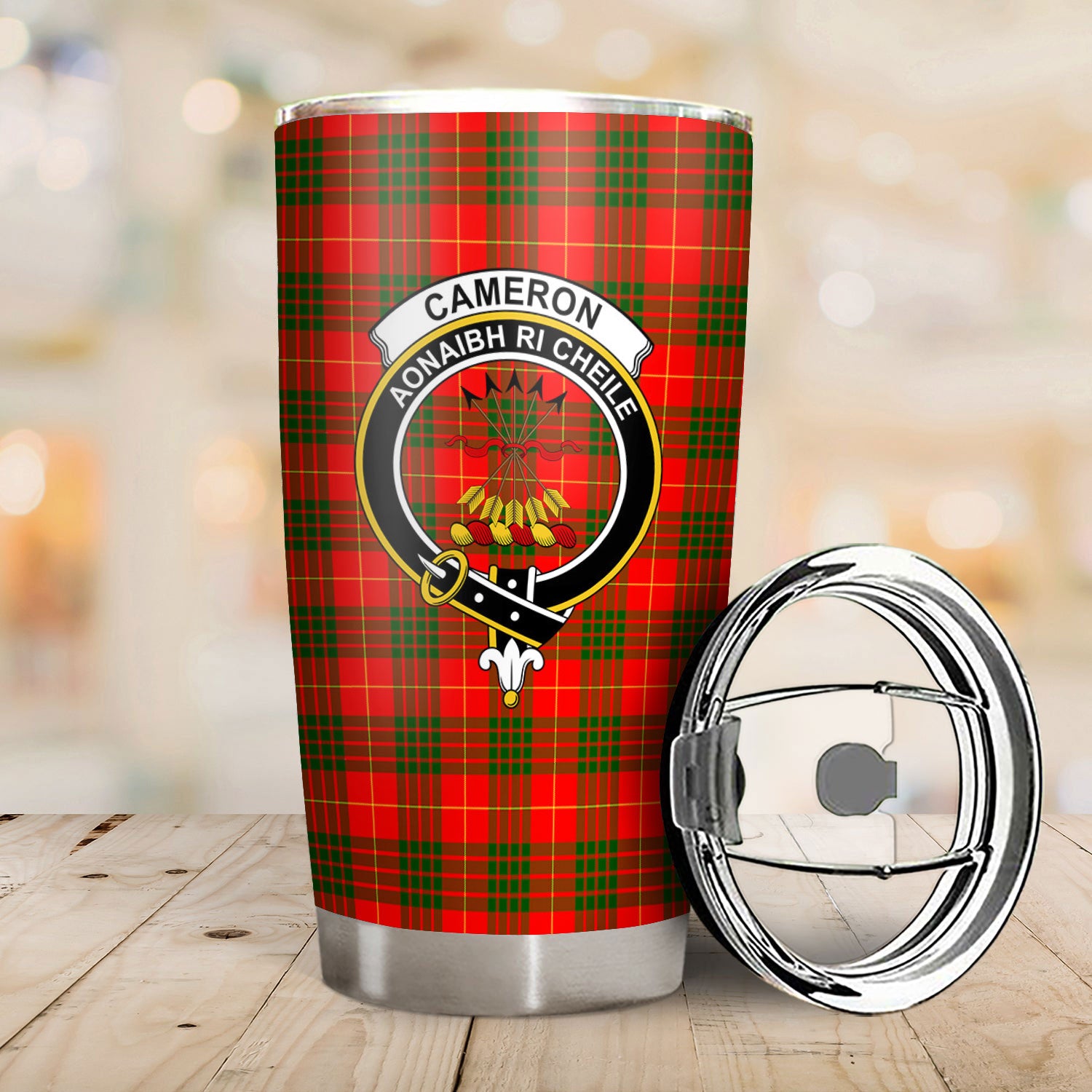 Cameron Modern Tartan Crest Tumbler