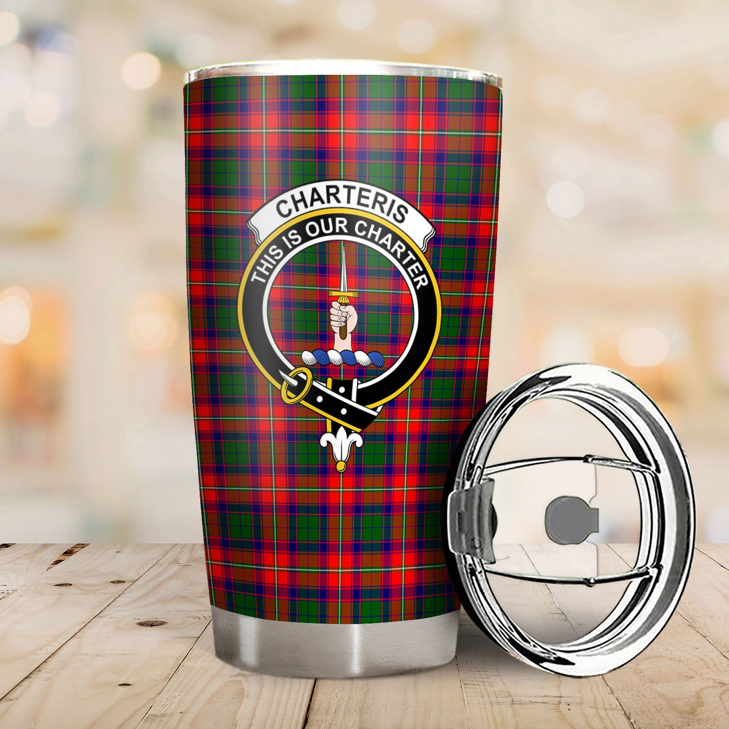 Charteris (Earl of Wemyss) Tartan Crest Tumbler