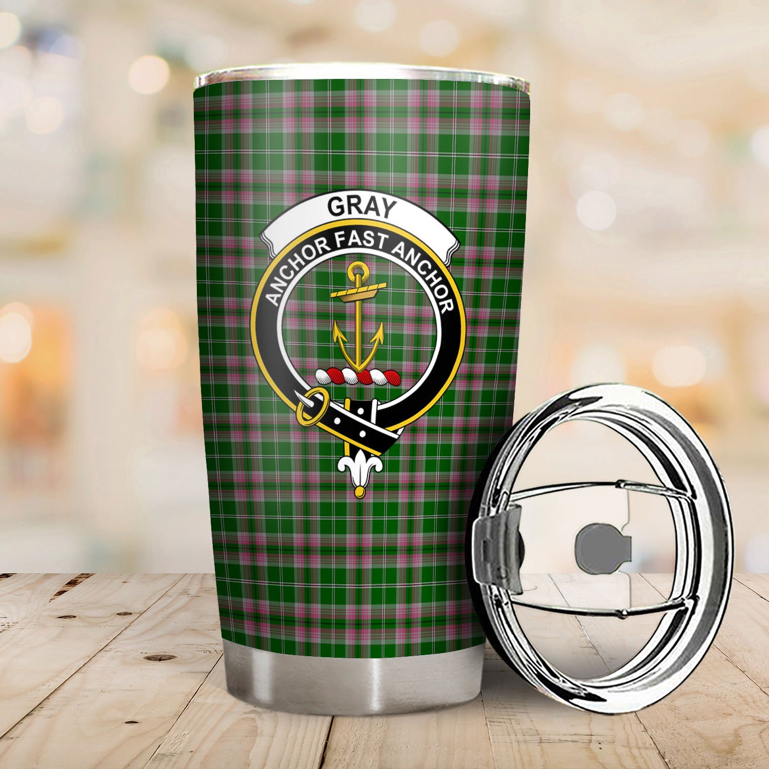 Gray Hunting Tartan Crest Tumbler