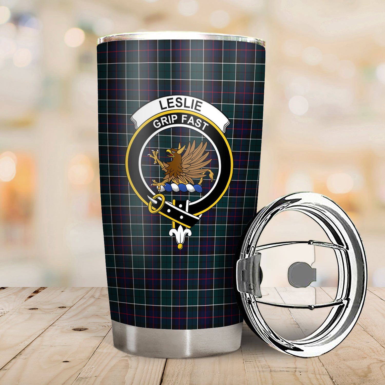 Leslie Hunting Modern Tartan Crest Tumbler