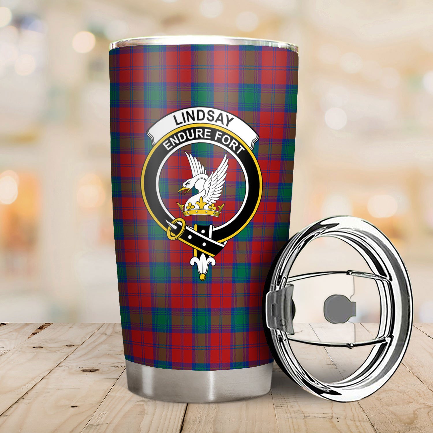 Lindsay Modern Tartan Crest Tumbler