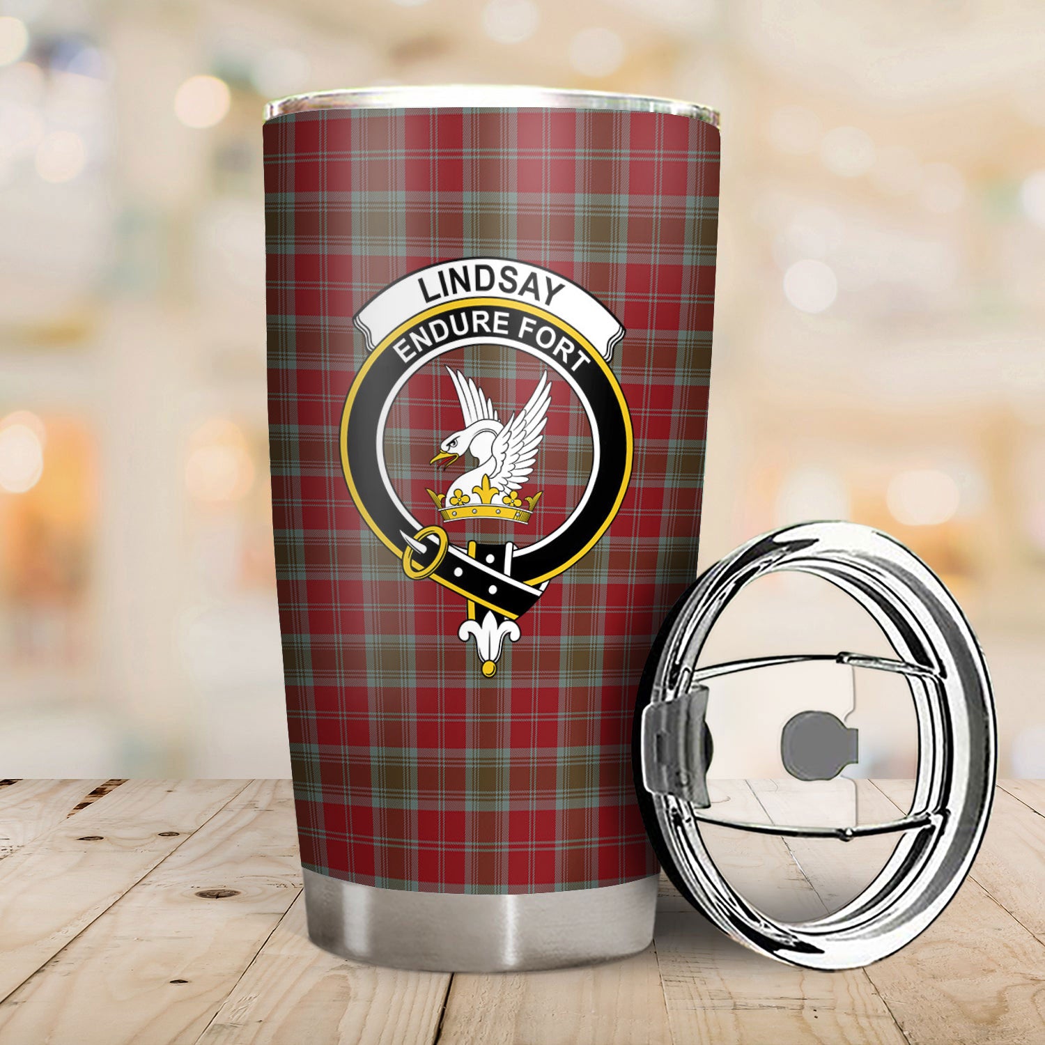 Lindsay Weathered Tartan Crest Tumbler