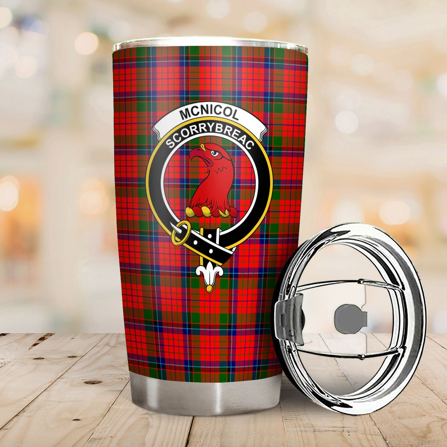 McNicol (of Scorrybreac) Tartan Crest Tumbler