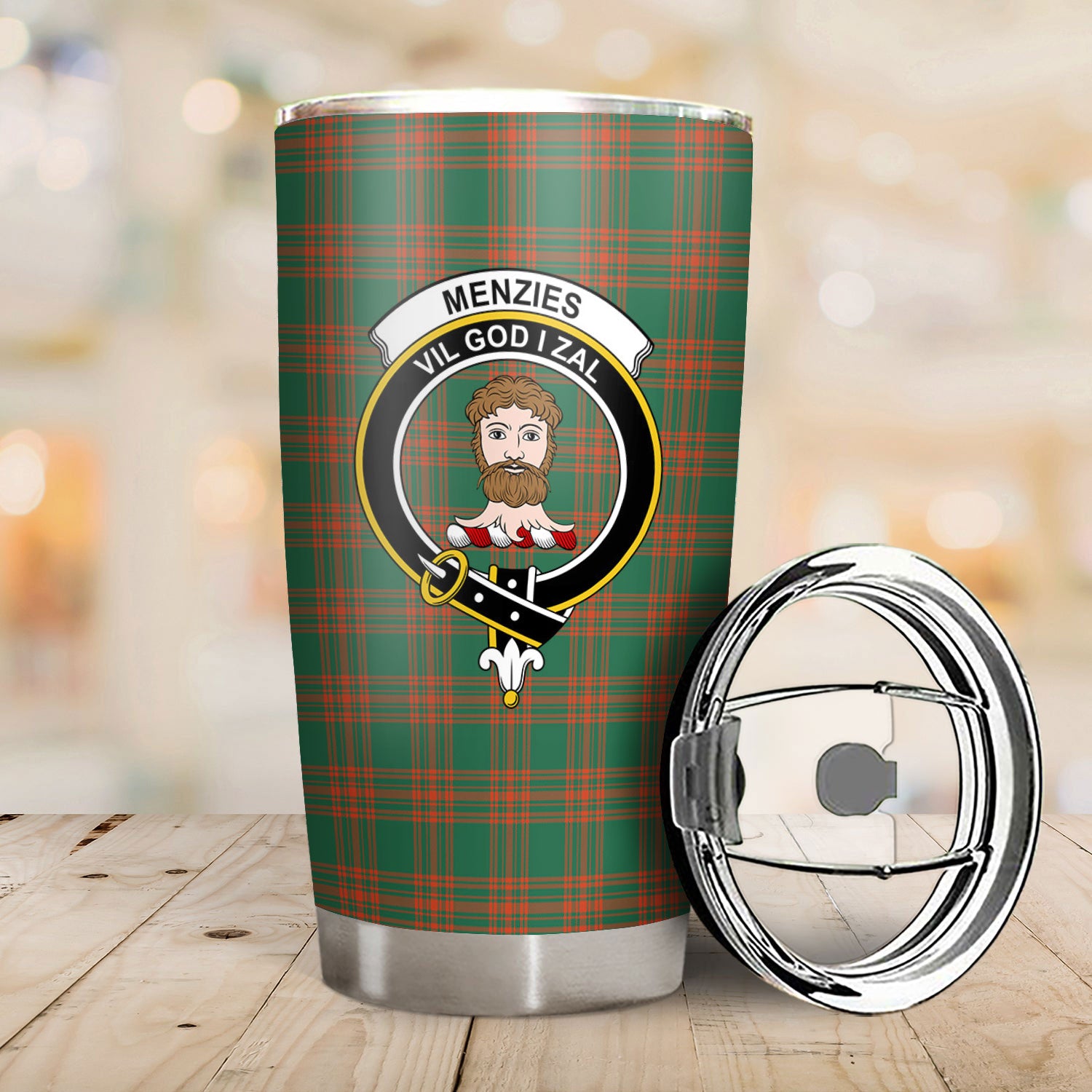 Menzies Green Ancient Tartan Crest Tumbler