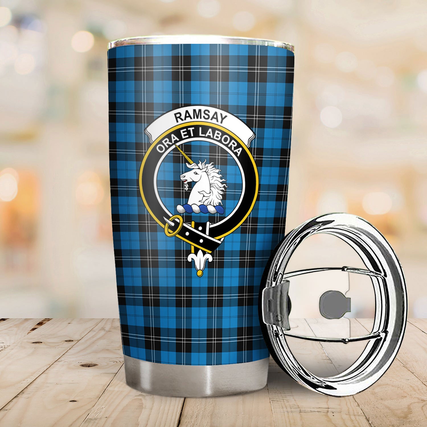 Ramsay Blue Ancient Tartan Crest Tumbler