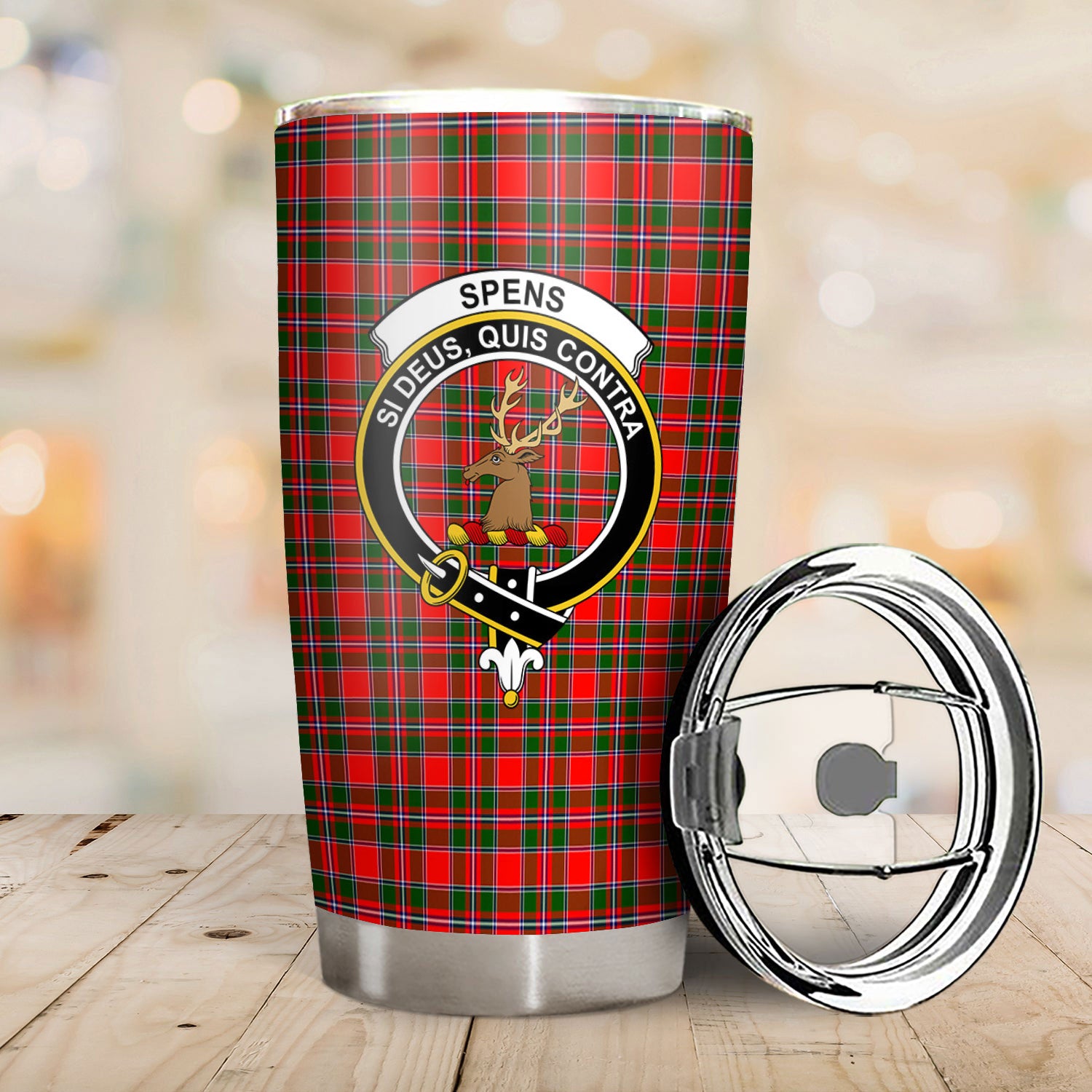 Spens (or Spence) Tartan Crest Tumbler