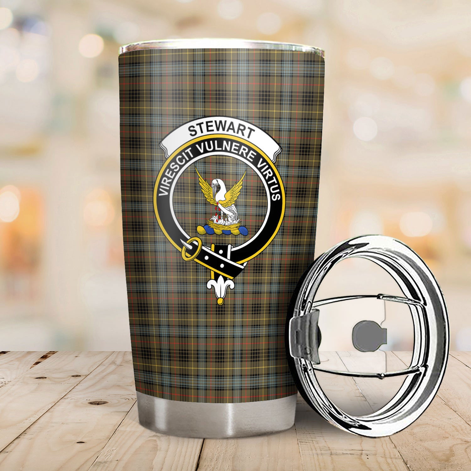 Stewart Hunting Weathered Tartan Crest Tumbler