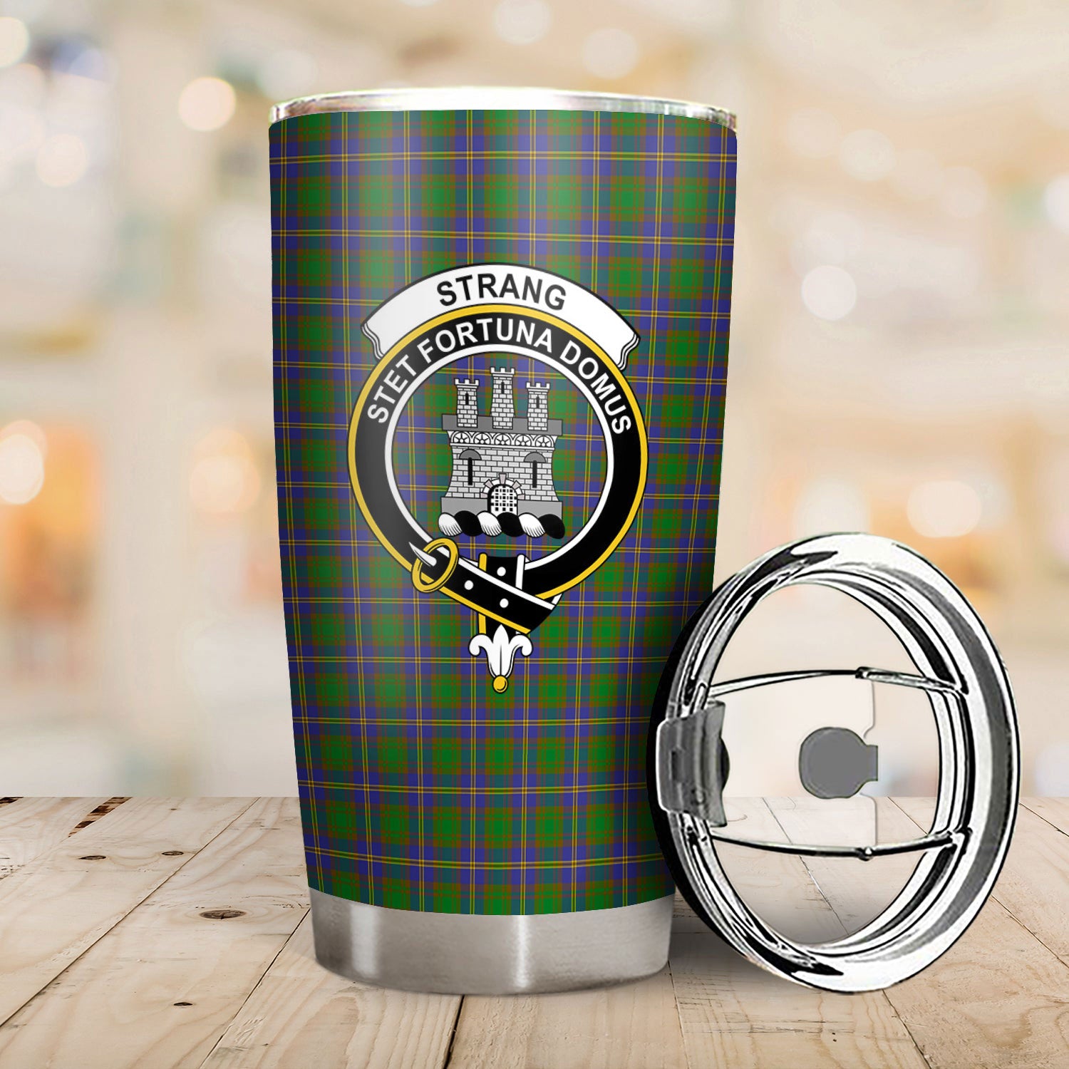 Strang (or Strange) Tartan Crest Tumbler