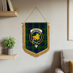 Campbell Modern Tartan Crest Wall Hanging Banner - Wood Pole