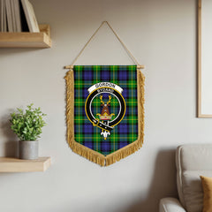 Gordon Modern Tartan Crest Wall Hanging Banner - Wood Pole