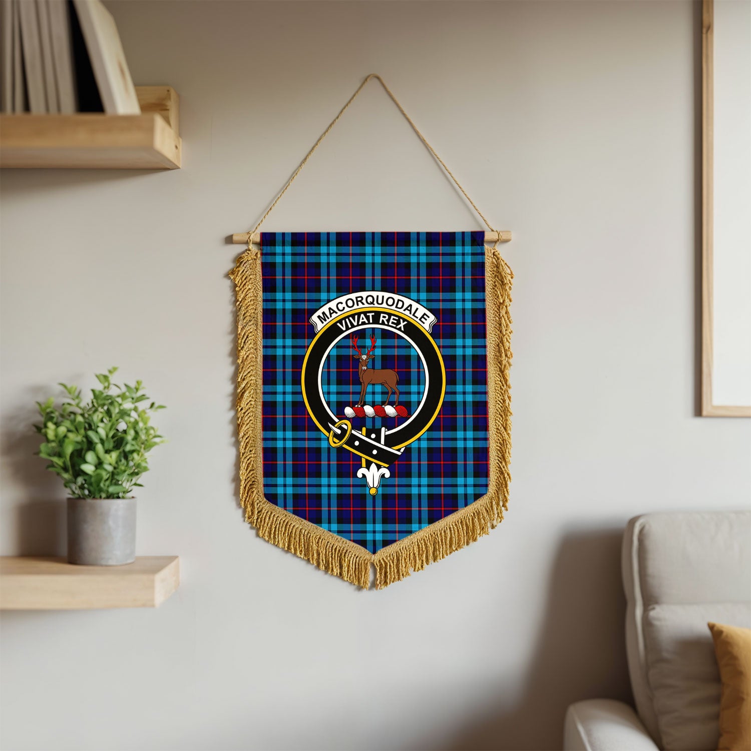 MacCorquodale Tartan Crest Wall Hanging Banner - Wood Pole