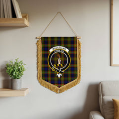 MacLellan Modern Tartan Crest Wall Hanging Banner - Wood Pole