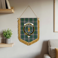 McDowell (MacDowell) Tartan Crest Wall Hanging Banner - Wood Pole