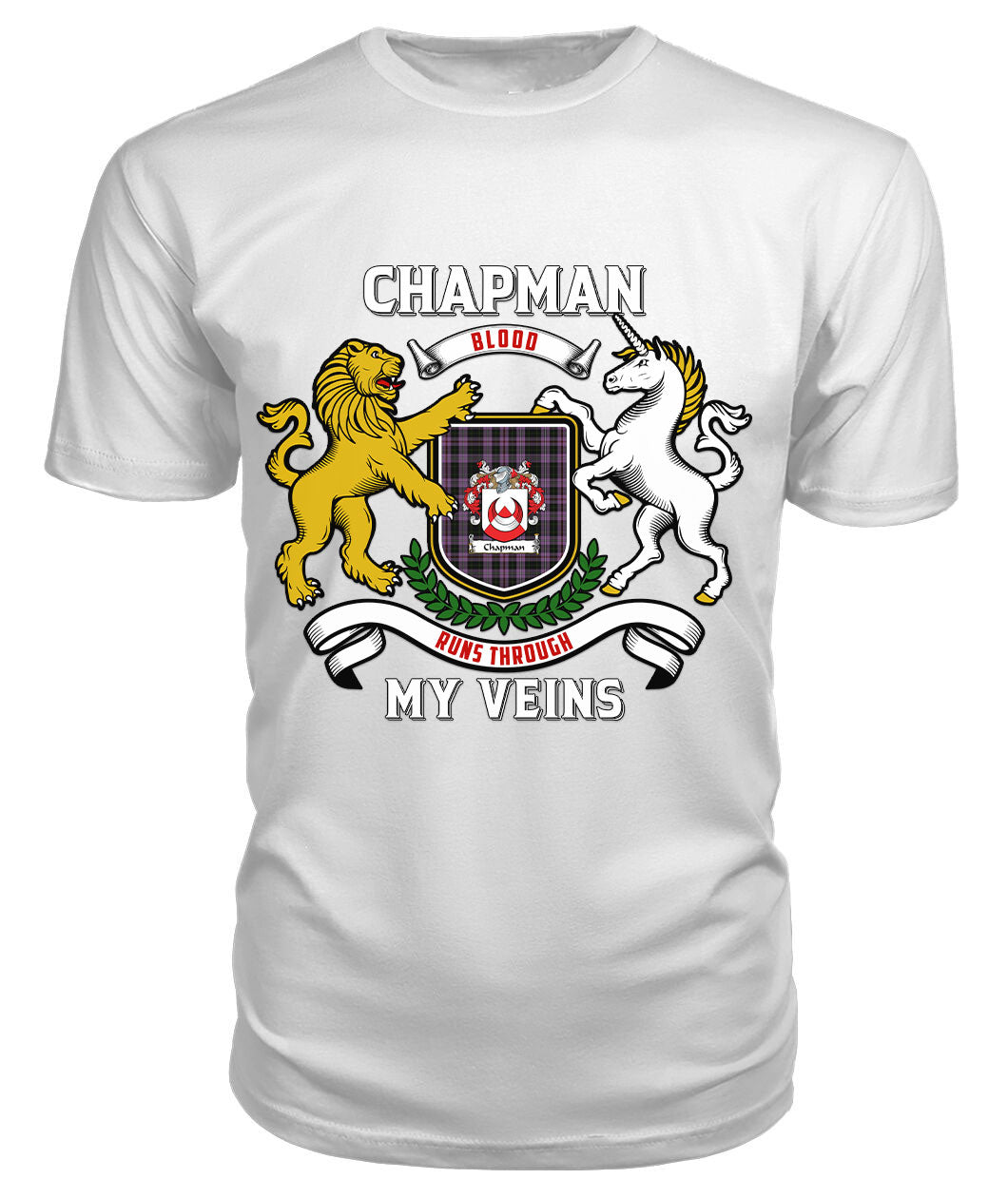 Chapman Tartan Crest 2D T-shirt - Blood Runs Through My Veins Style