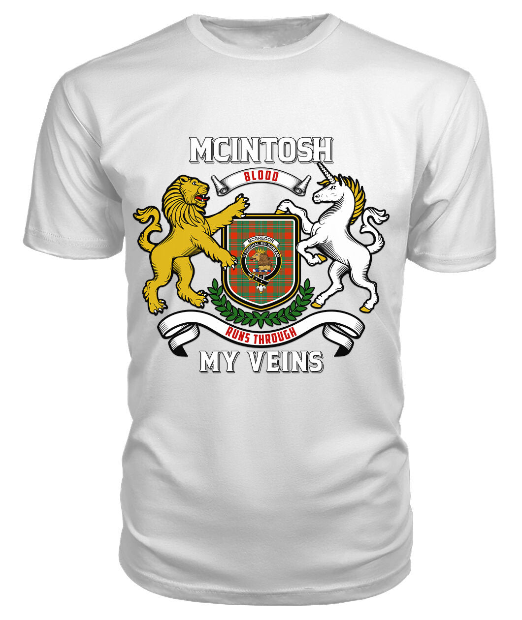 McGregor Ancient Tartan Crest 2D T-shirt - Blood Runs Through My Veins Style