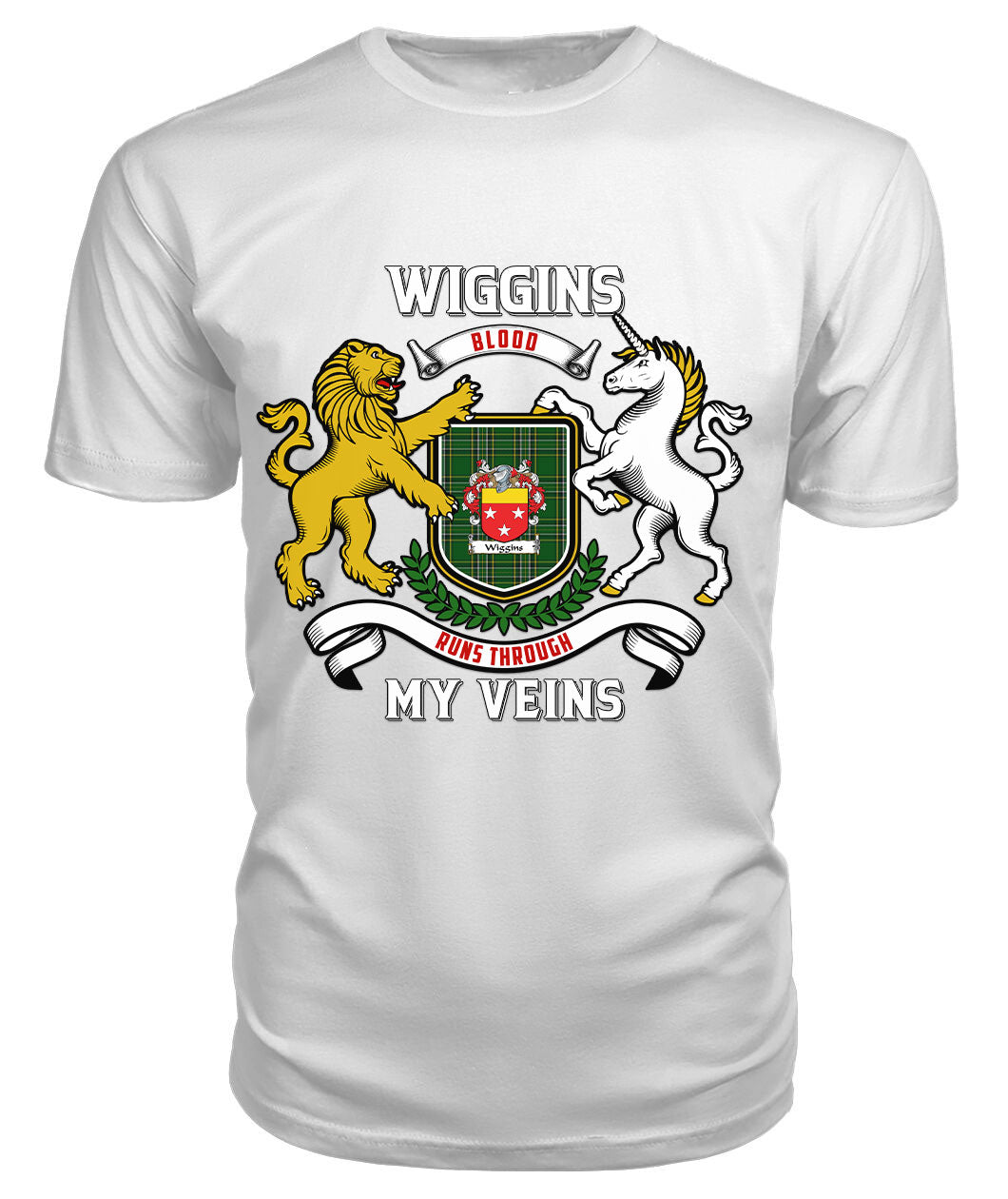 Wiggins Tartan Crest 2D T-shirt - Blood Runs Through My Veins Style