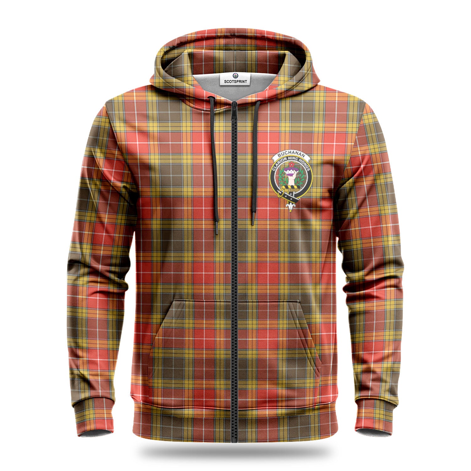 Buchanan Old Set Weathered Tartan Crest Hoodie