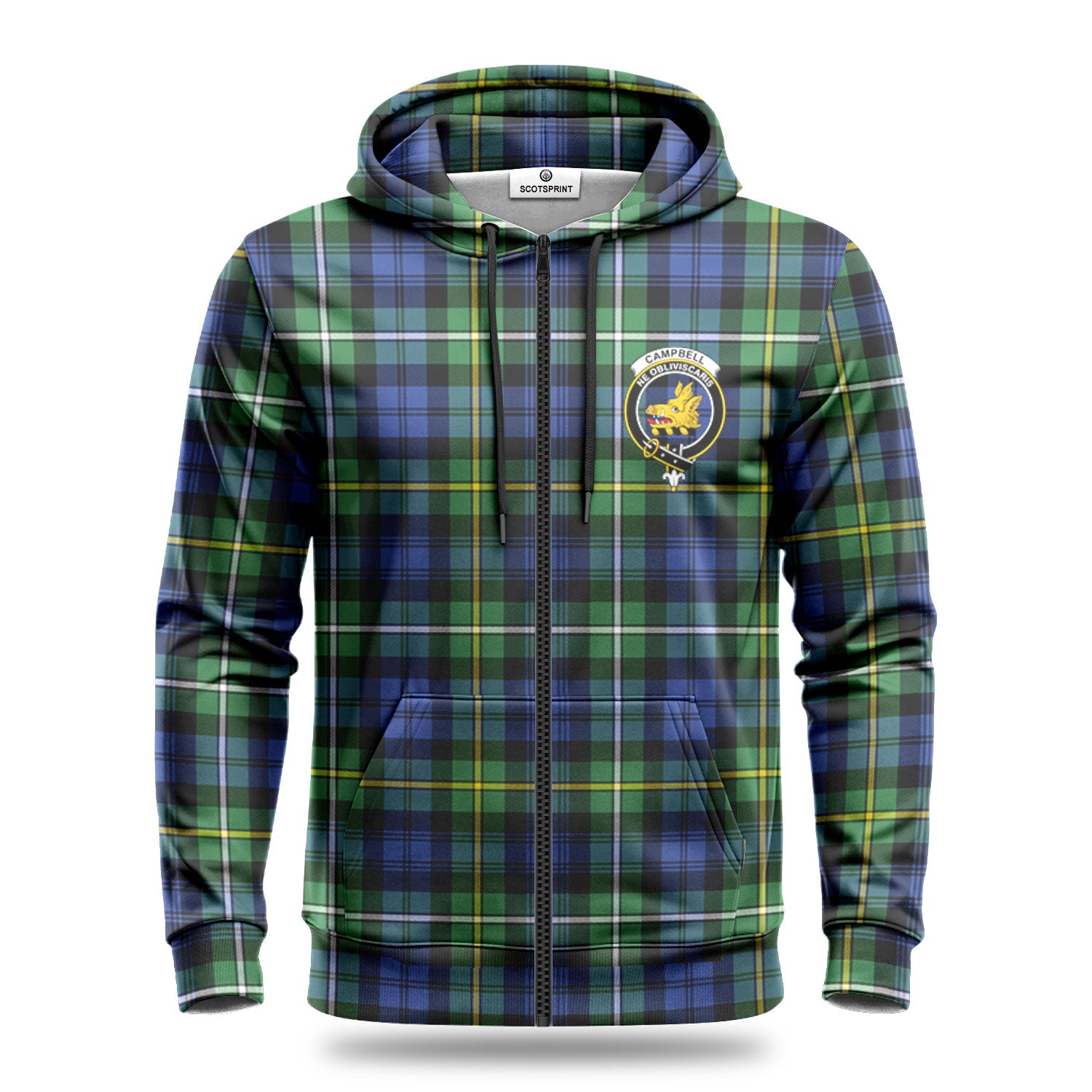 Campbell Argyll Ancient Tartan Crest Hoodie