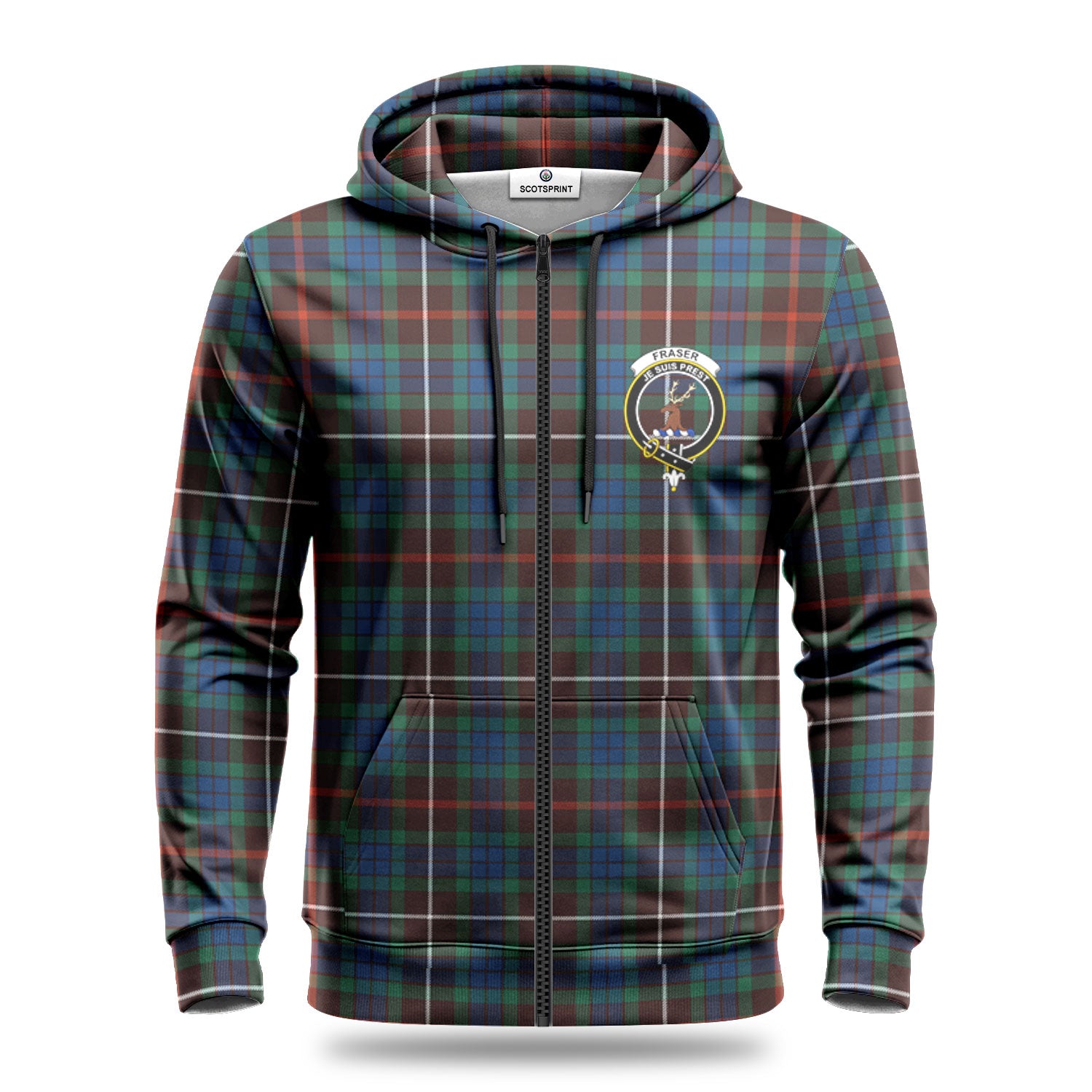 Fraser (of Lovat) Hunting Ancient Tartan Crest Hoodie