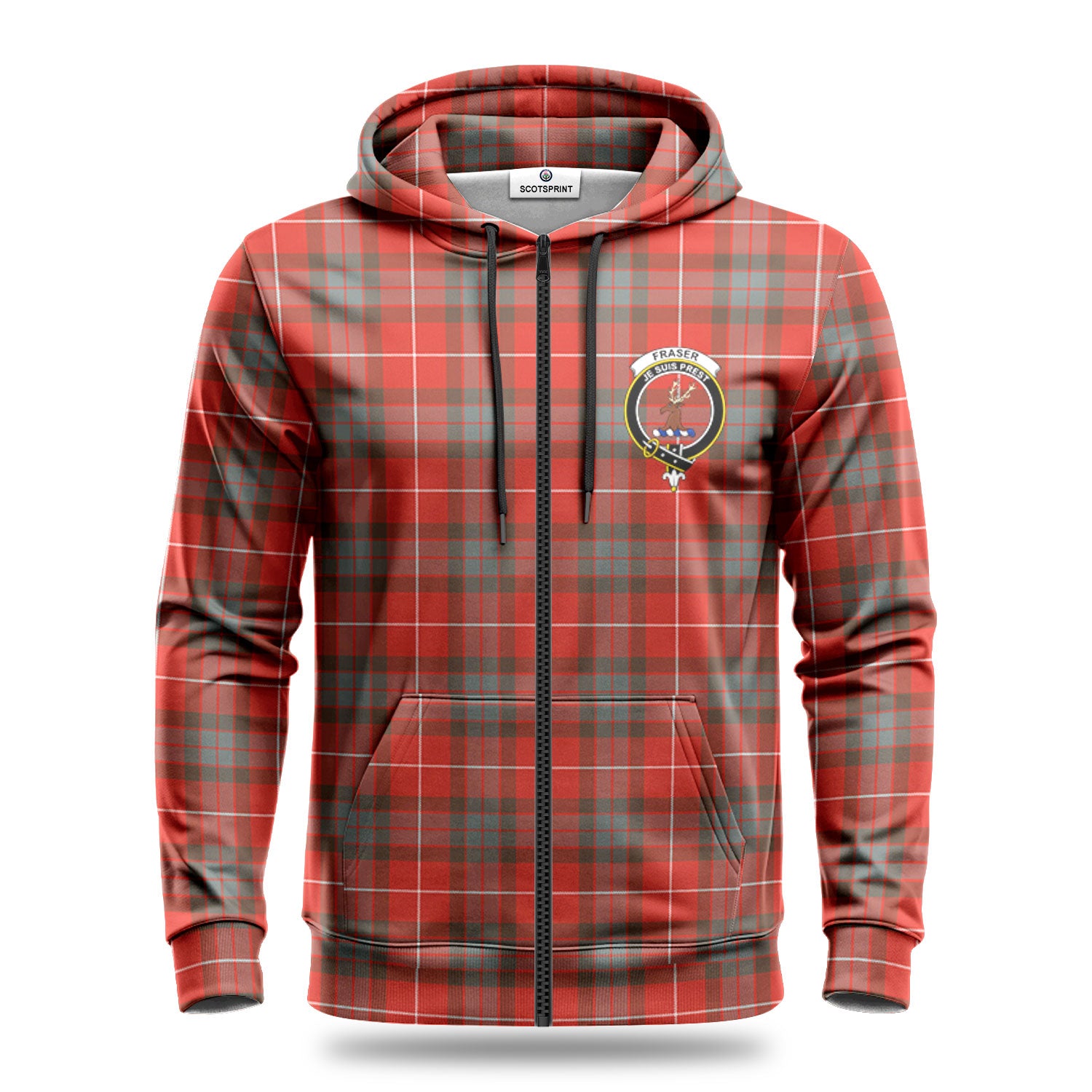 Fraser (of Lovat) Weathered Tartan Crest Hoodie