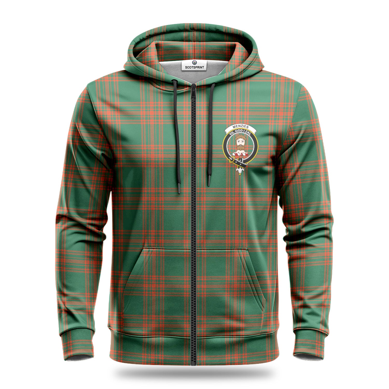 Menzies Green Ancient Tartan Crest Hoodie