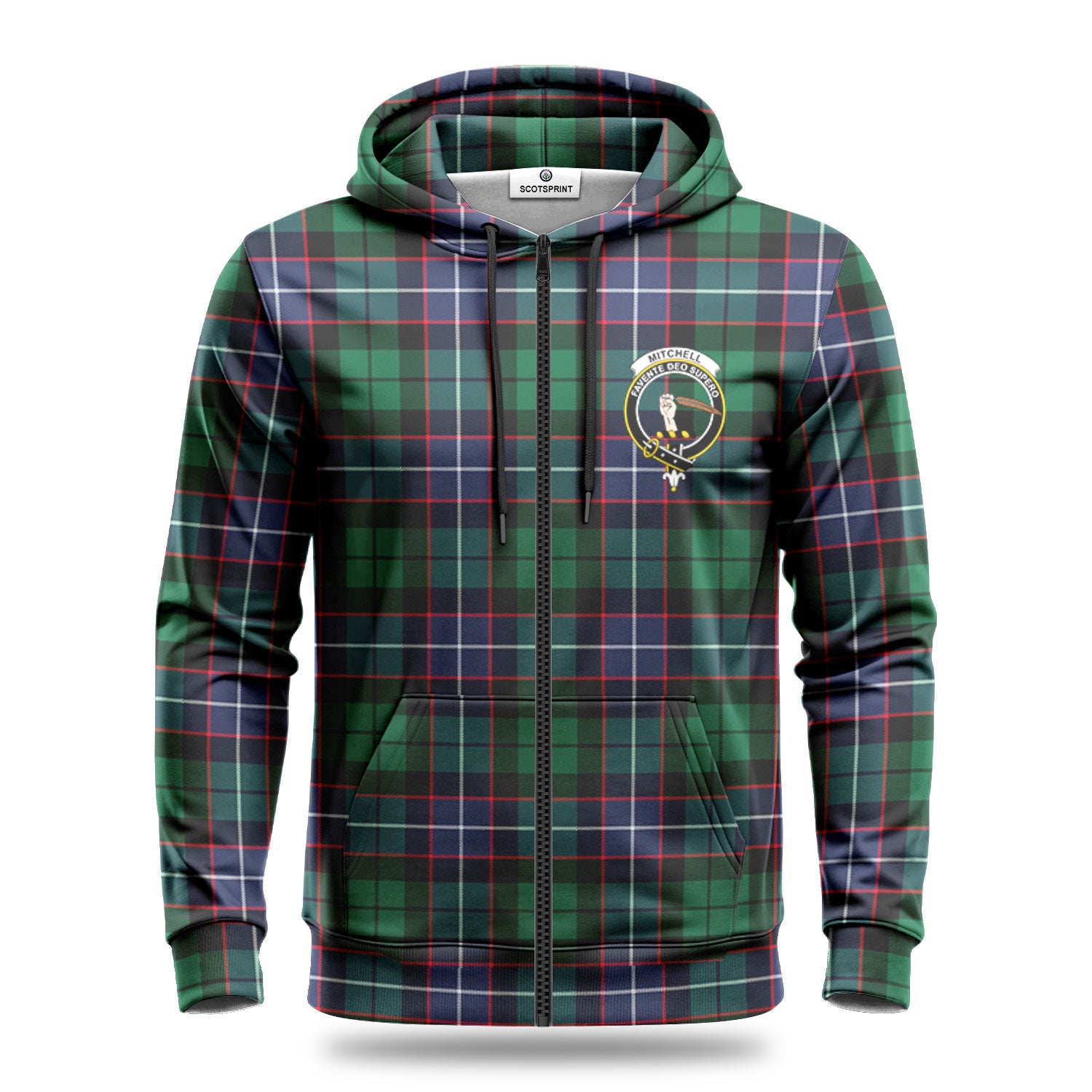 Mitchell Modern Tartan Crest Hoodie