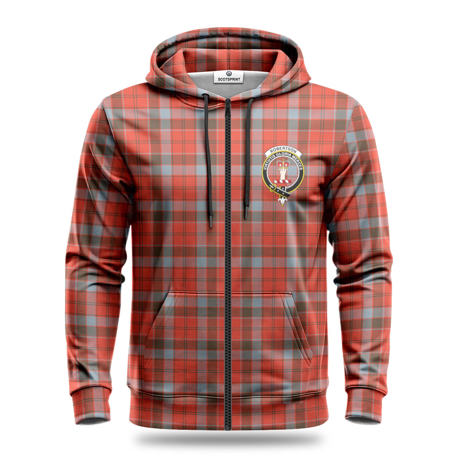 Robertson Weathered Tartan Crest Hoodie