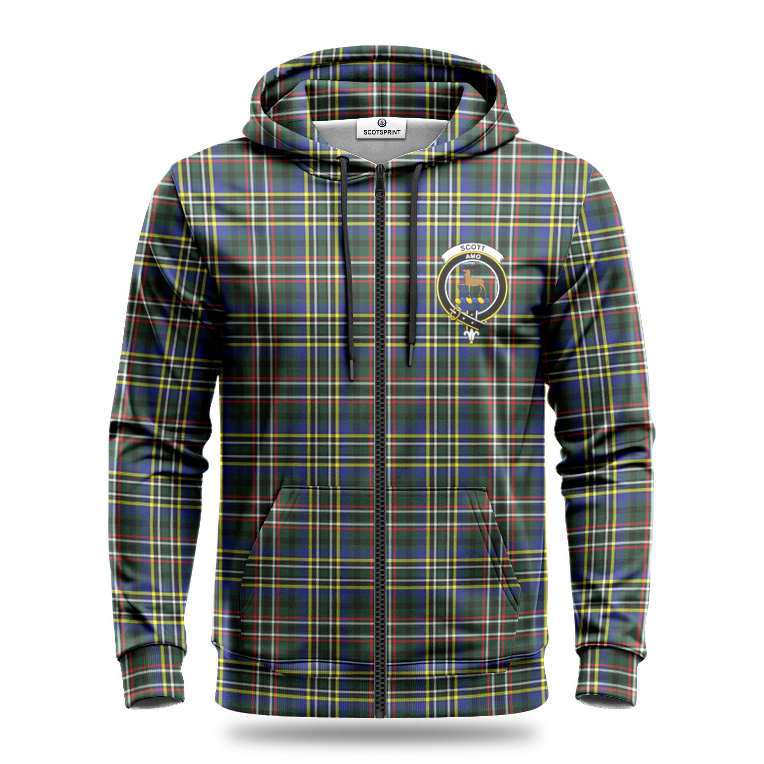 Scott Green Modern Tartan Crest Hoodie