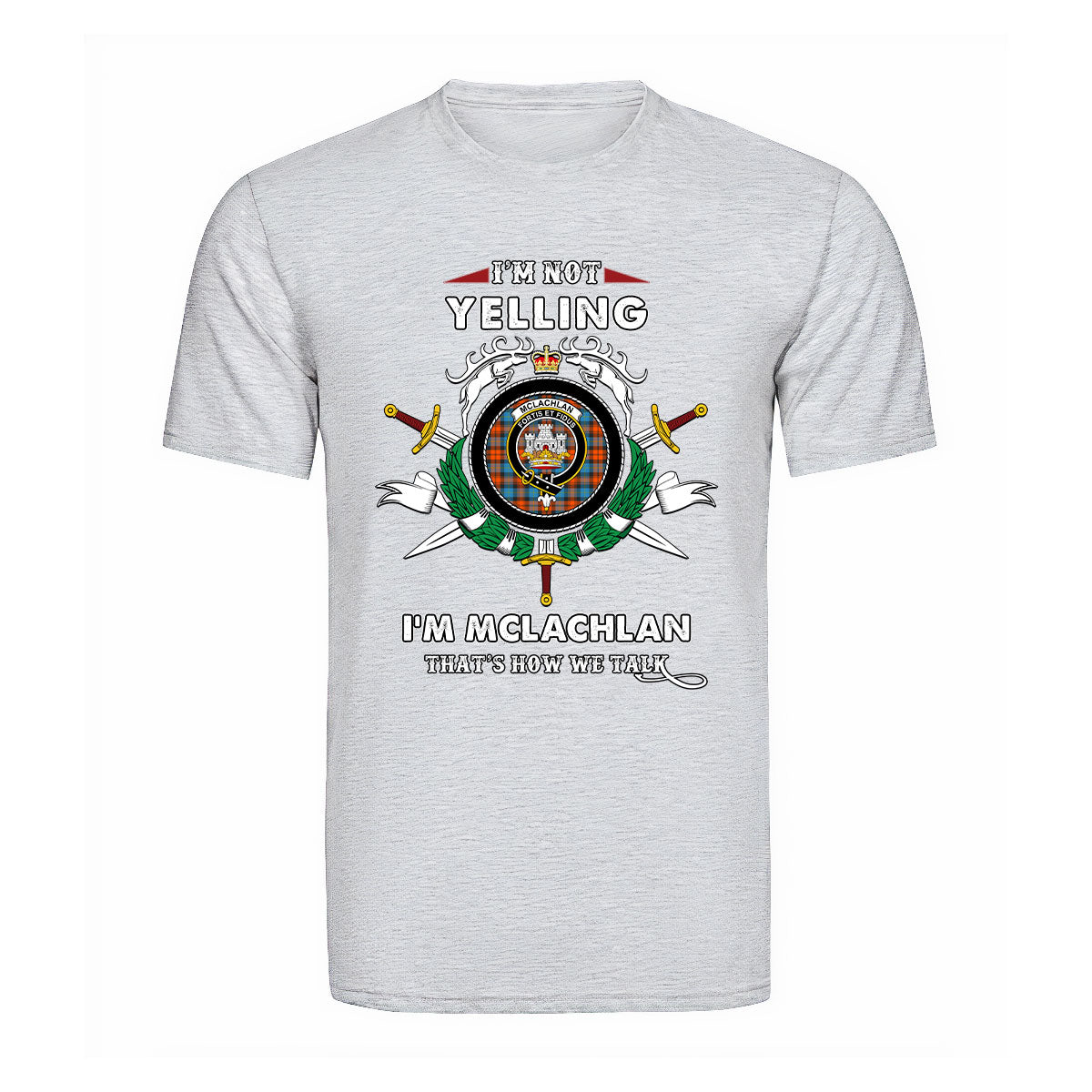 McLachlan Ancient Tartan Crest T-shirt - I'm not yelling style