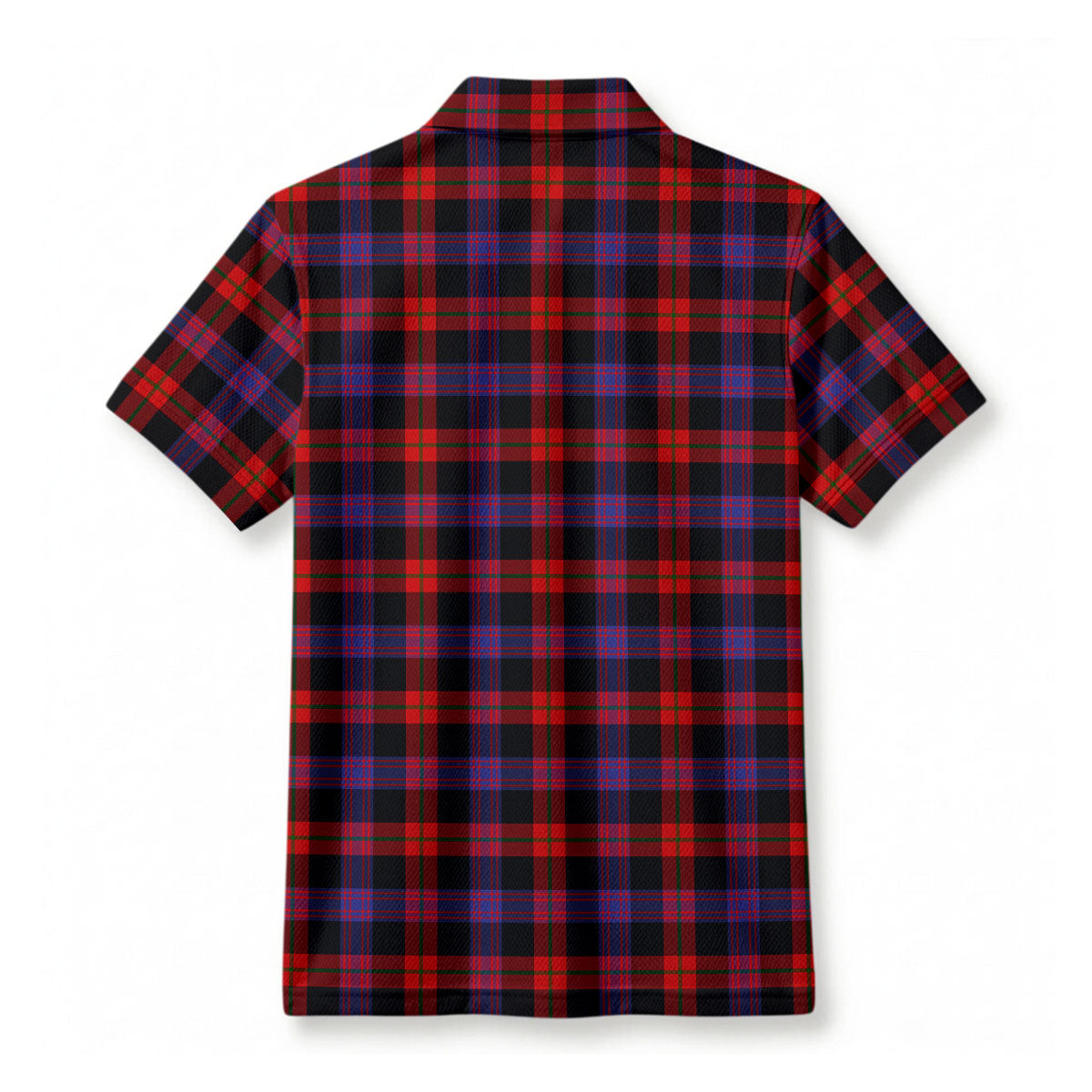 Broun Modern Tartan Crest Birdseye Mesh Polo Shirt