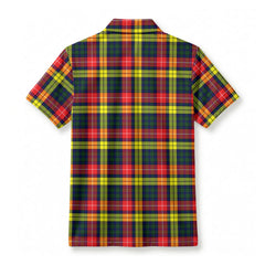 Buchanan Modern Tartan Crest Birdseye Mesh Polo Shirt