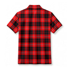 Cunningham Modern Tartan Crest Birdseye Mesh Polo Shirt