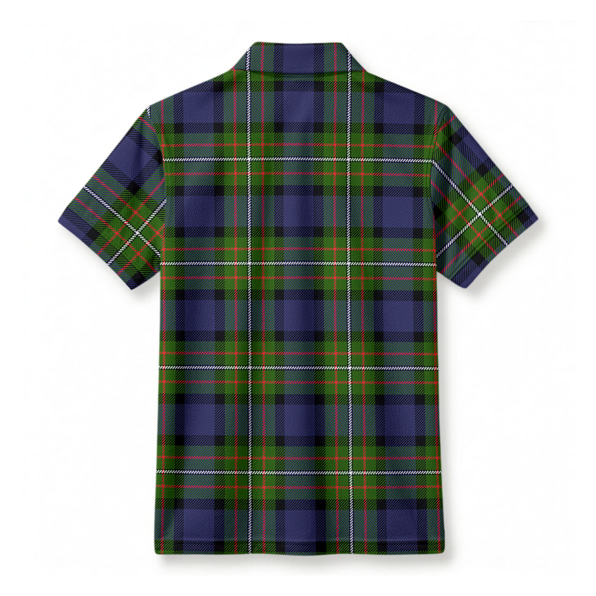 Fergusson Modern Tartan Crest Birdseye Mesh Polo Shirt