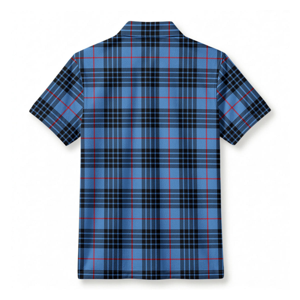 MacKay Blue Tartan Crest Birdseye Mesh Polo Shirt