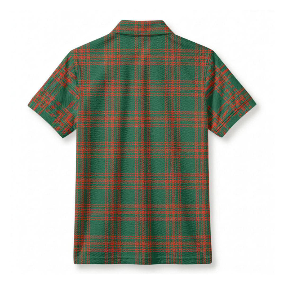 Menzies Green Ancient Tartan Crest Birdseye Mesh Polo Shirt