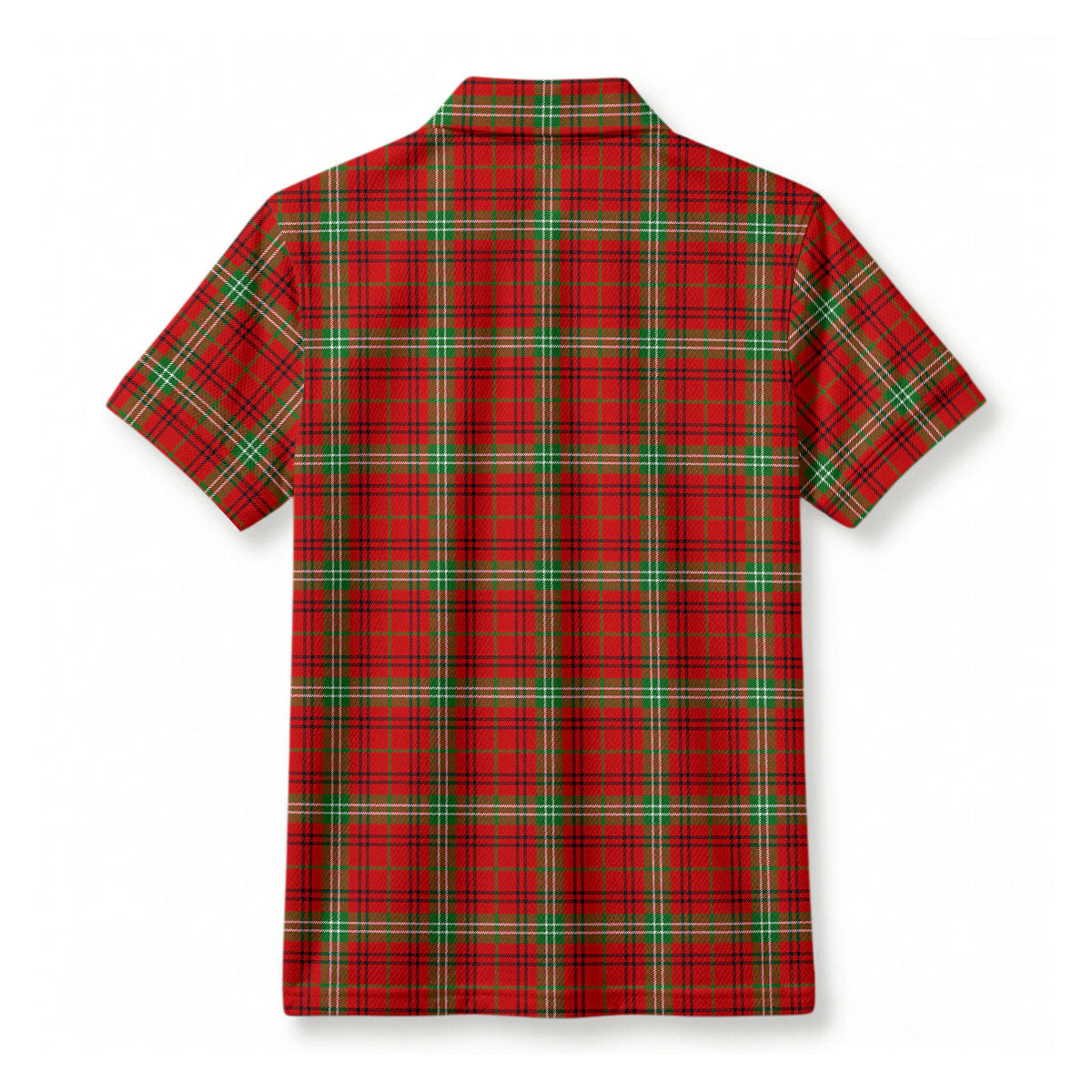 Morrison Red Modern Tartan Crest Birdseye Mesh Polo Shirt