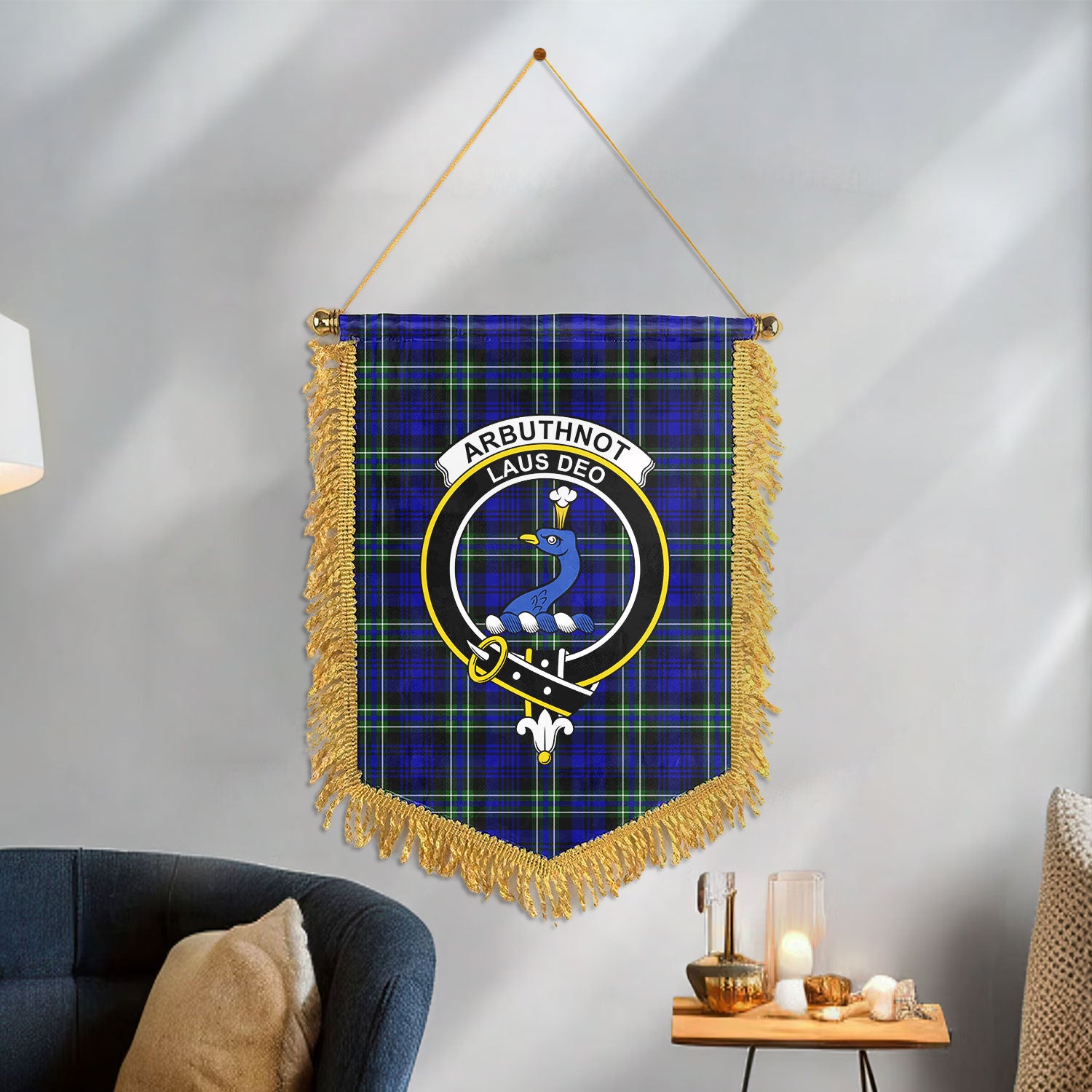 Arbuthnot Modern Tartan Crest Wall Hanging Banner