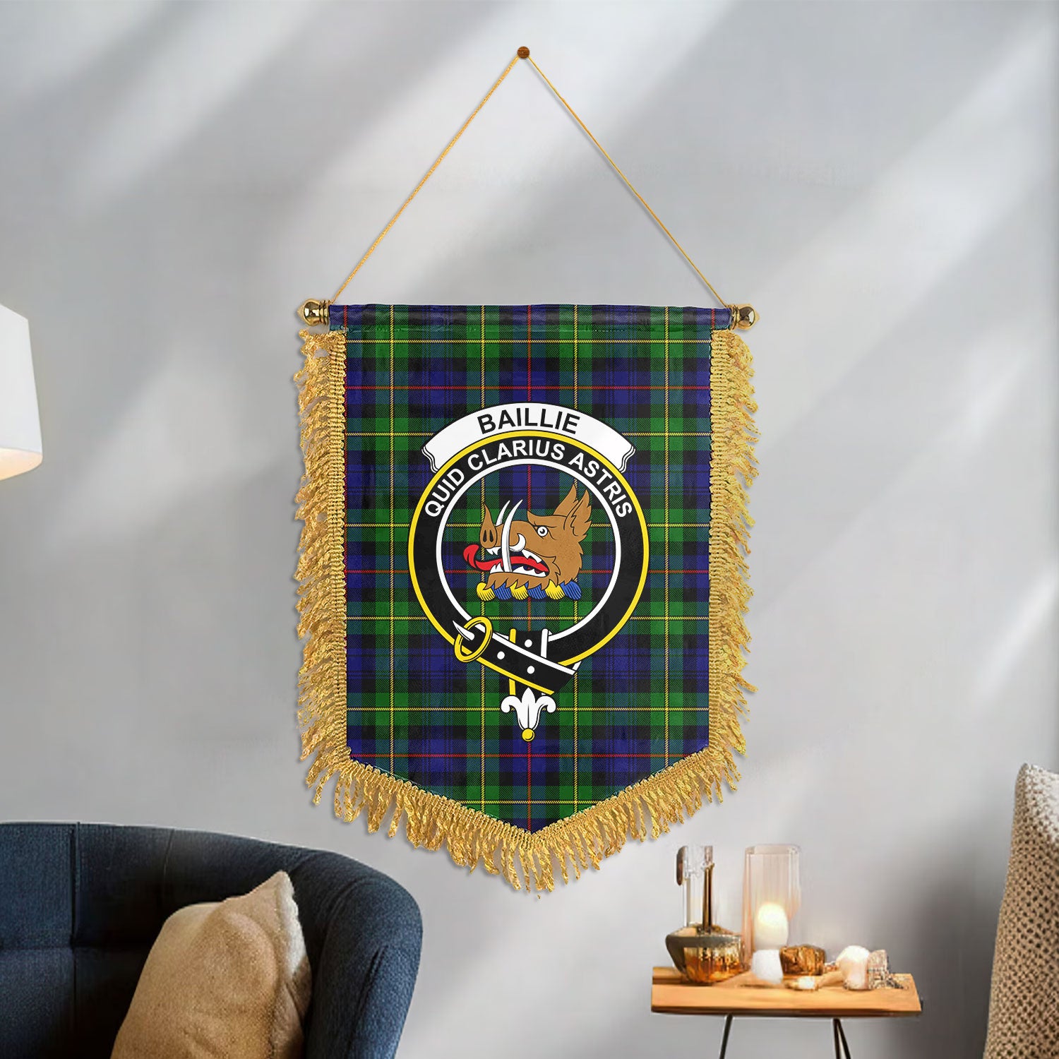 Baillie Tartan Crest Wall Hanging Banner