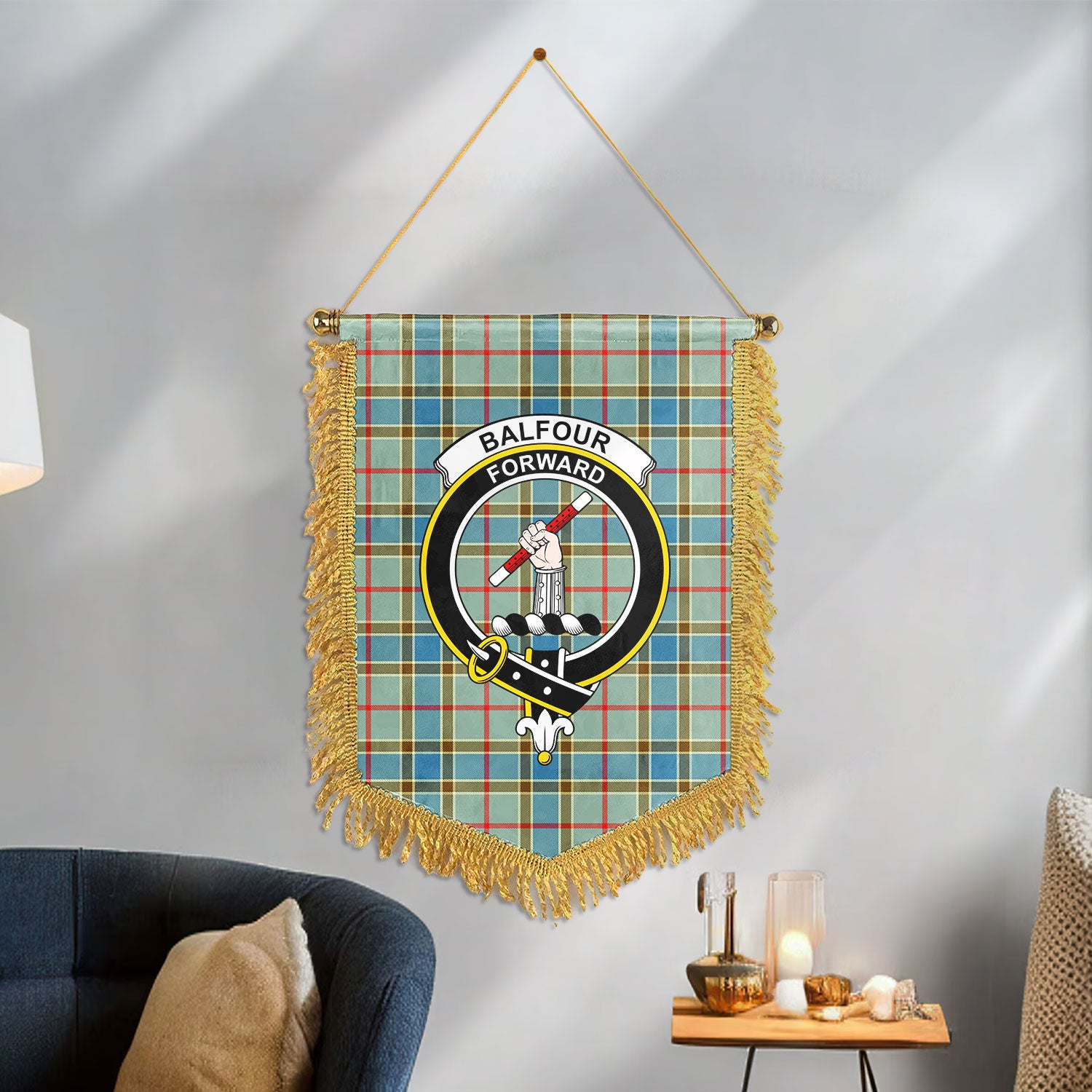 Balfour Blue Tartan Crest Wall Hanging Banner