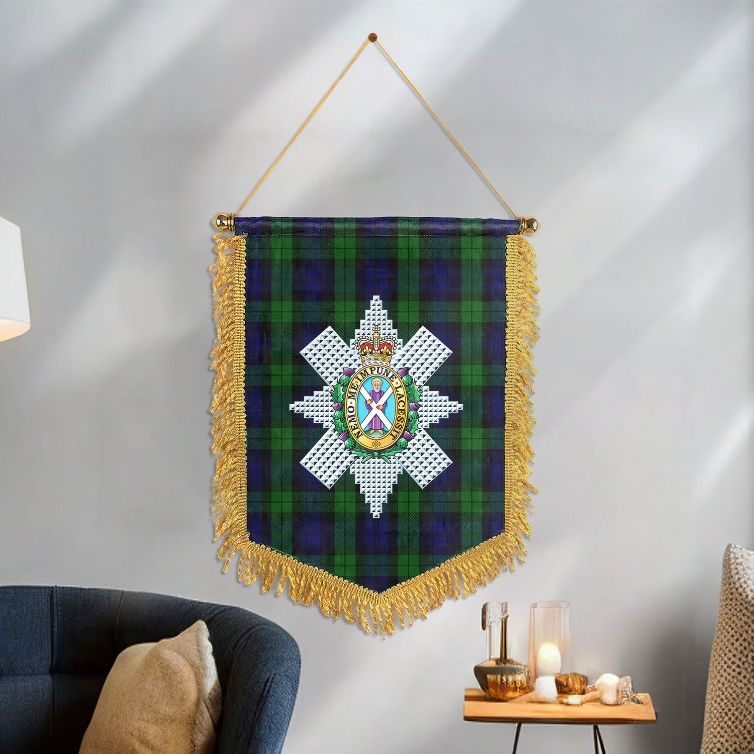 Black Watch Tartan Crest Wall Hanging Banner