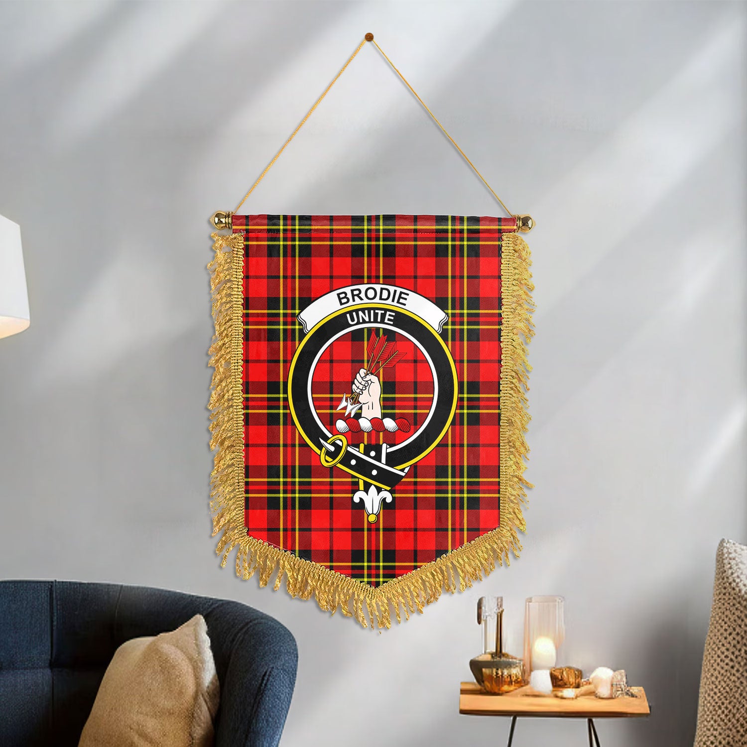 Brodie Modern Tartan Crest Wall Hanging Banner