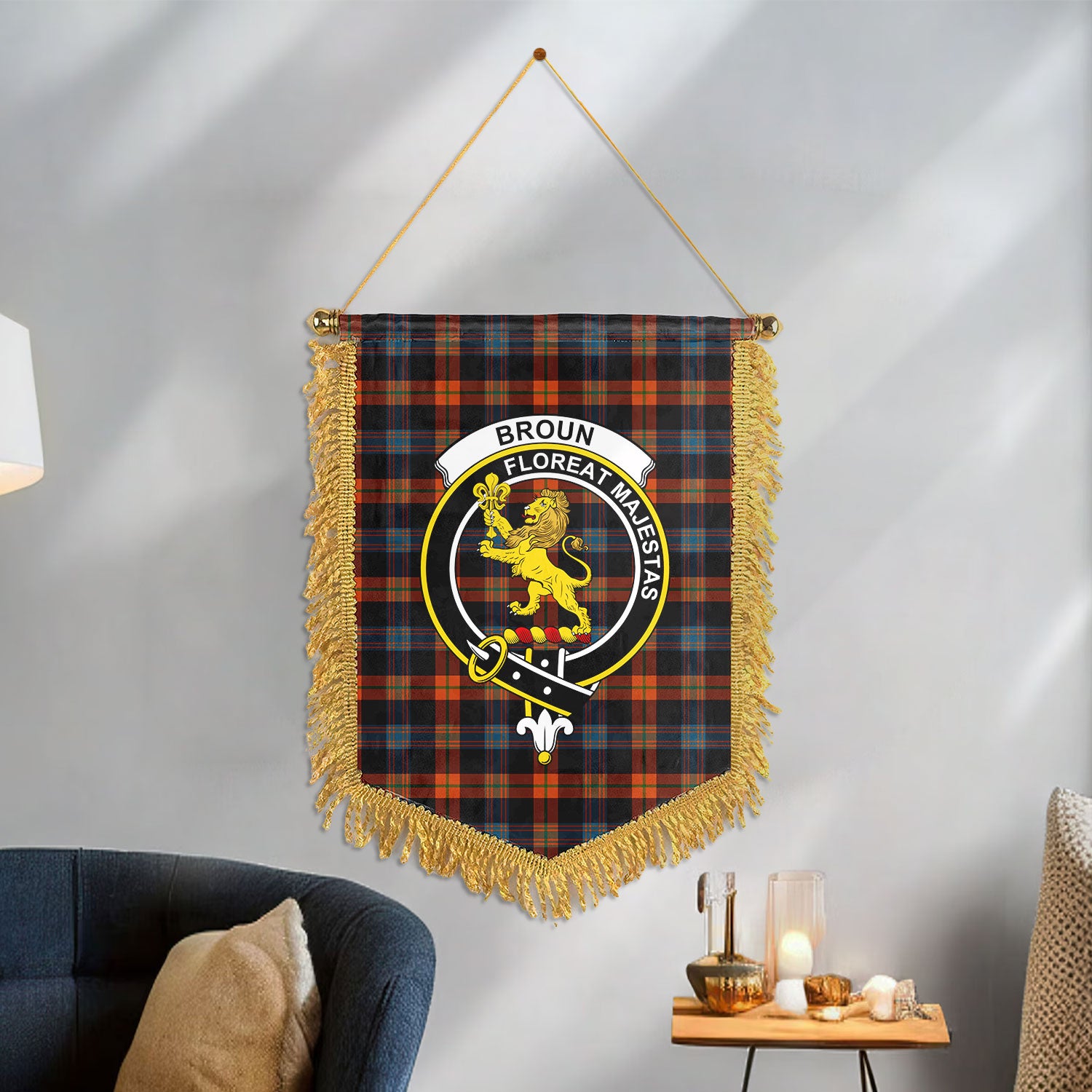 Broun Ancient Tartan Crest Wall Hanging Banner