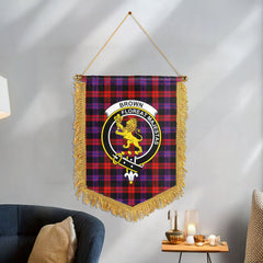 Brown Modern Tartan Crest Wall Hanging Banner